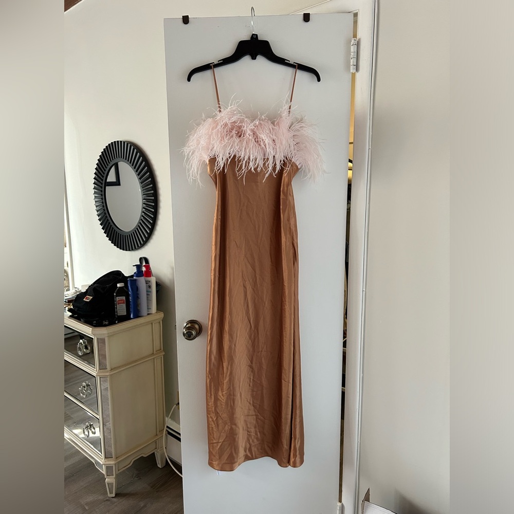 Cinq a sept satin cerise dress in cinnamon